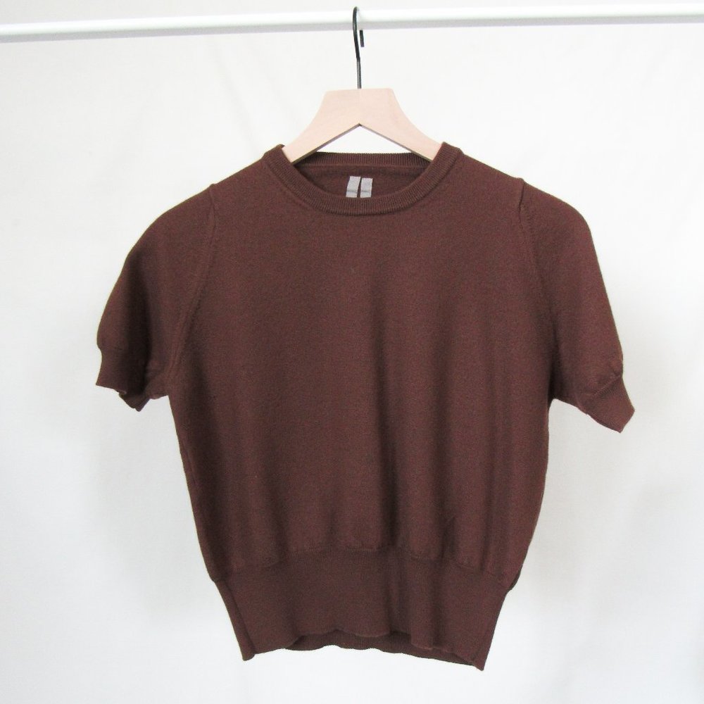 RICK OWENS KNIT SHORT SLEEVE SHIRT FW 2014 ‘Moody’ Luxury Designer Wool Knit Top